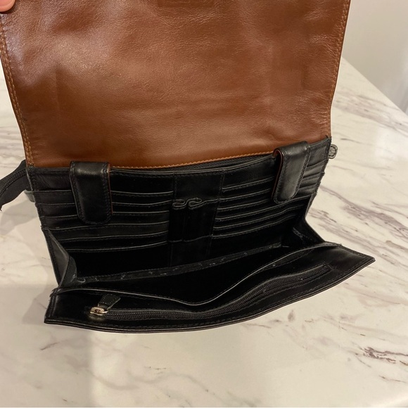 Vintage Derek Alexander Purse black tan two tone leather tons of card & pockets - Picture 9 of 15